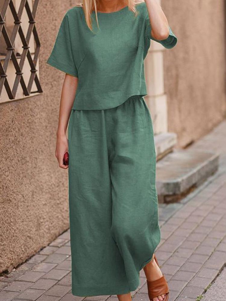 Casual and Loose Solid Color Set of Two Pieces-Comfort & Reliable