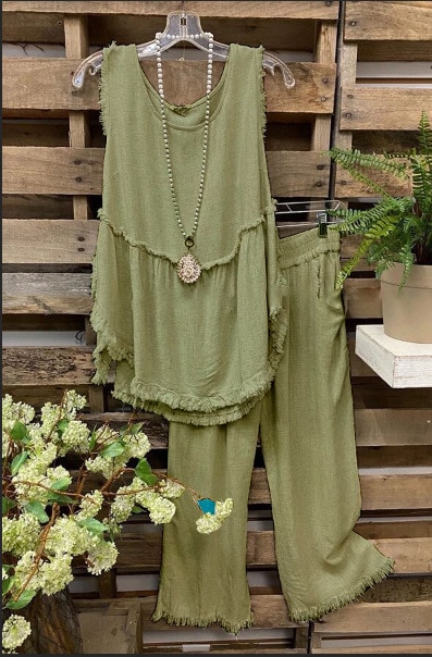 Sleeveless O-neck Vest Wide Leg Pants Suit-Comfort & Reliable
