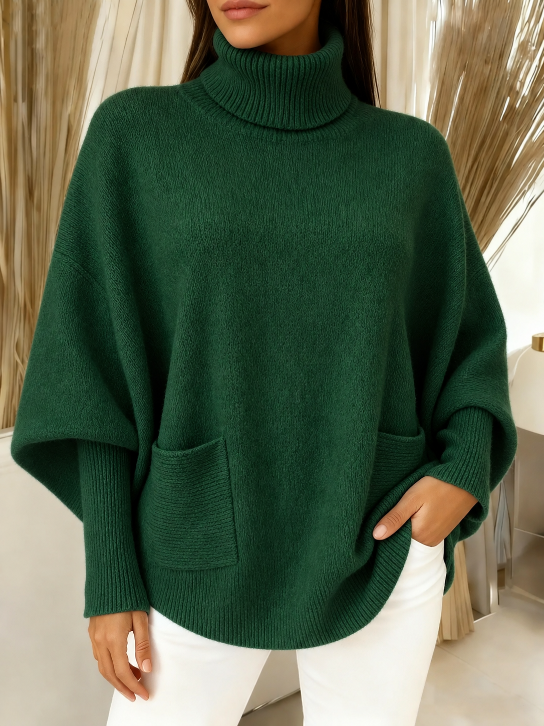 🎄 New Arrivals🔥Women's Fashionable Casual Solid-Color High-Neck Sweater