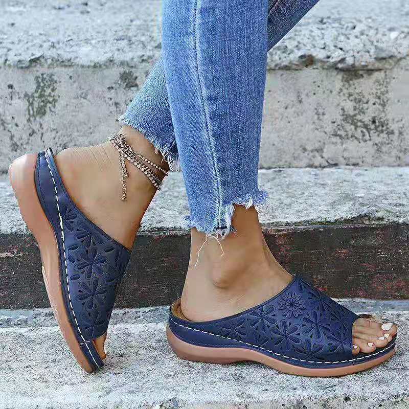 Women's Flat Bottom Hollow Solid Color Slippers - SIKETU-Comfort & Reliable