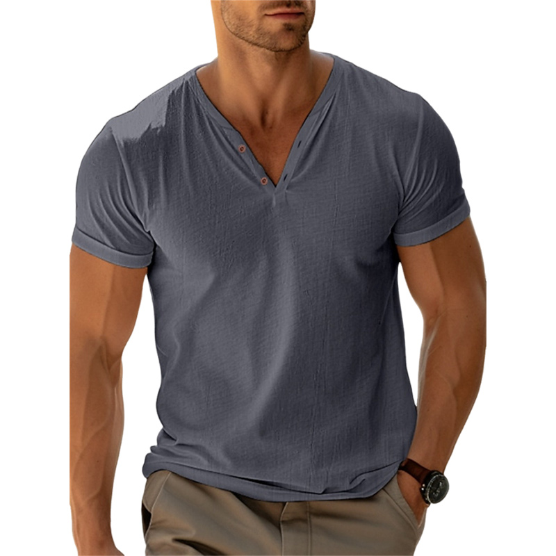 Mens Summer Casual Beach Solid Color T Shirt-Comfort & Reliable