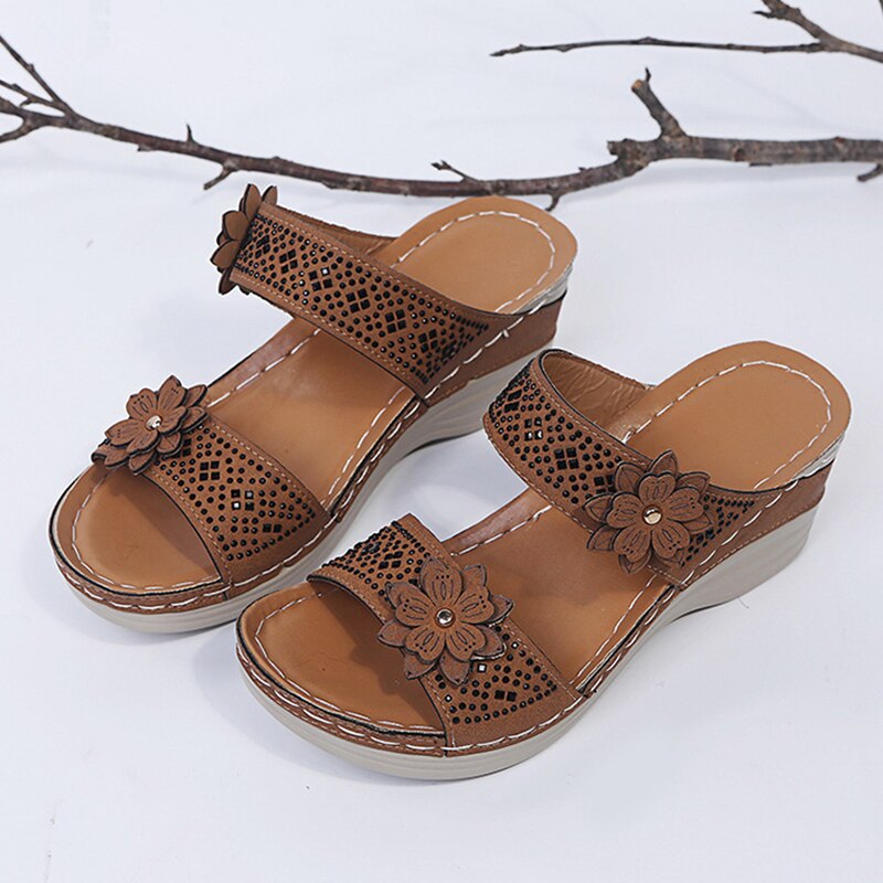 Women Casual Shoes Vintage Flower Fish Mouth Sandals-Comfort & Reliable
