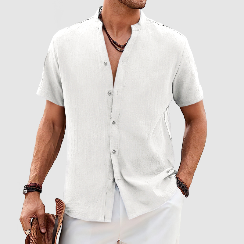 Men's Casual Daily Cotton Linen Short Sleeve Shirt-Comfort & Reliable