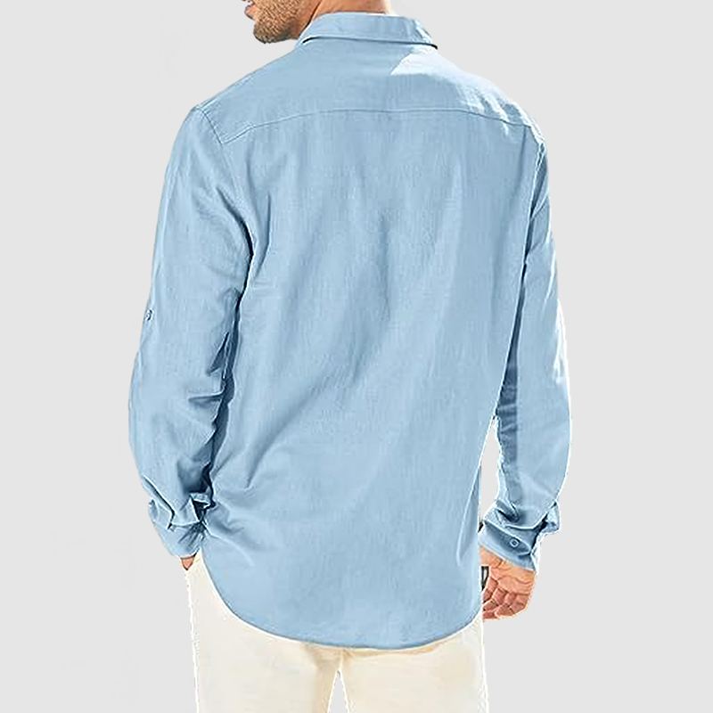 Men's Cotton Linen Pocket Shirt-Comfort & Reliable