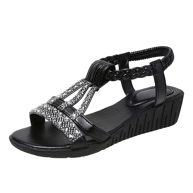 Women's Rhinestone Wedge Sandals-Comfort & Reliable