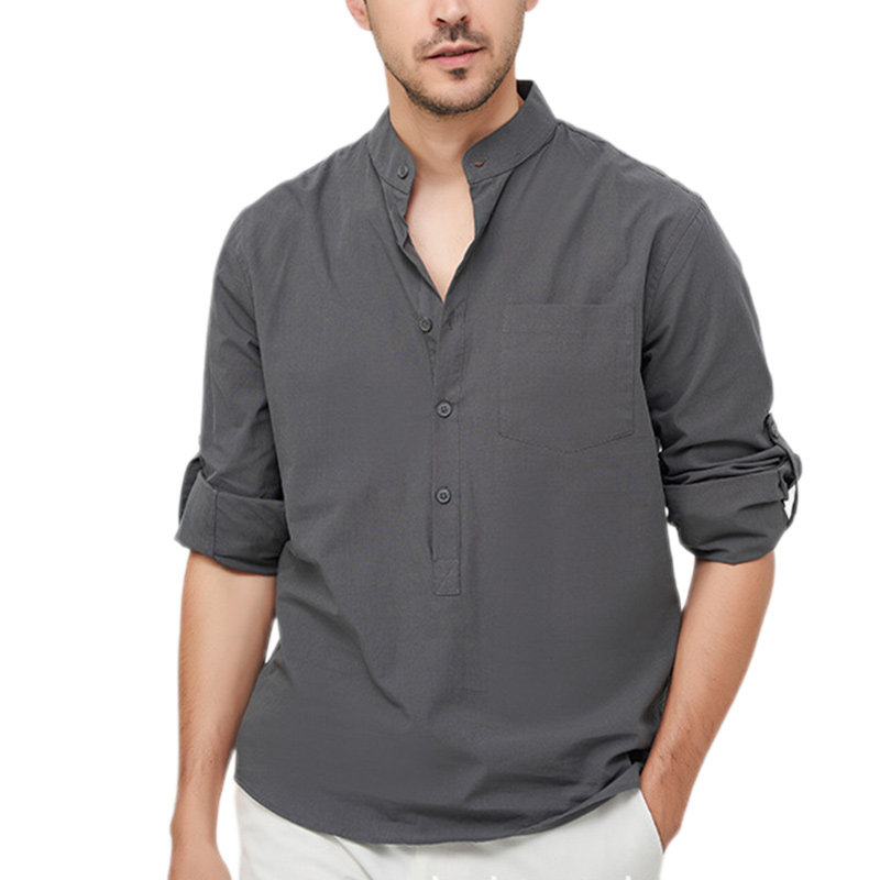 Men's Cotton Henley Vacation Shirt-Comfort & Reliable