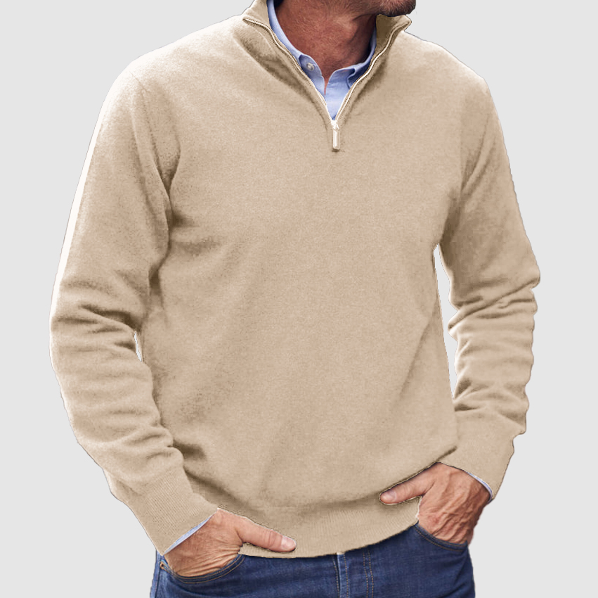 Men's Cashmere Zipper Basic Sweater-Comfort & Reliable