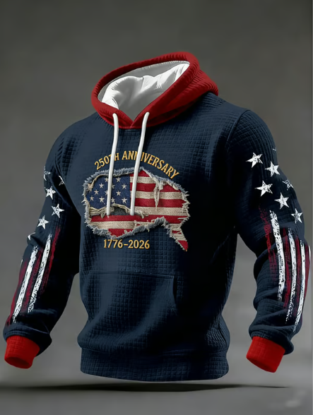 Men’s 250th Anniversary Patriotic Hoodie – USA Flag Graphic Pullover (1776–2026)-Comfort & Reliable