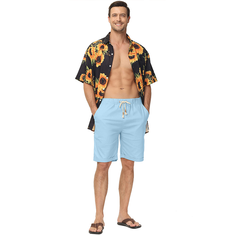 Men's Drawstring Linen Beach Shorts-Comfort & Reliable