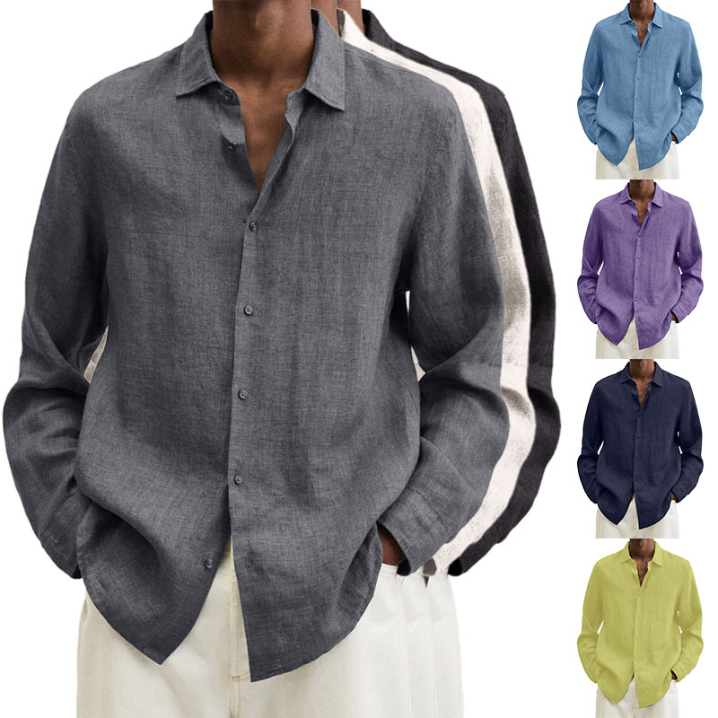 Men's Linen Long Sleeve Shirt-Comfort & Reliable