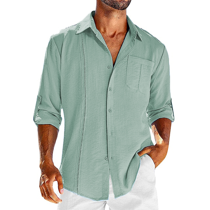 Solid Pocket Single Breasted Cardigan Cotton Hemp Long Sleeve Casual Shirt Top-Comfort & Reliable