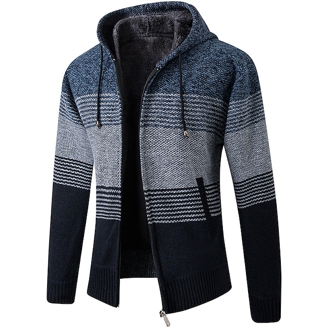 Men's Colorblocked Hooded Warm Cashmere Jacket-Comfort & Reliable