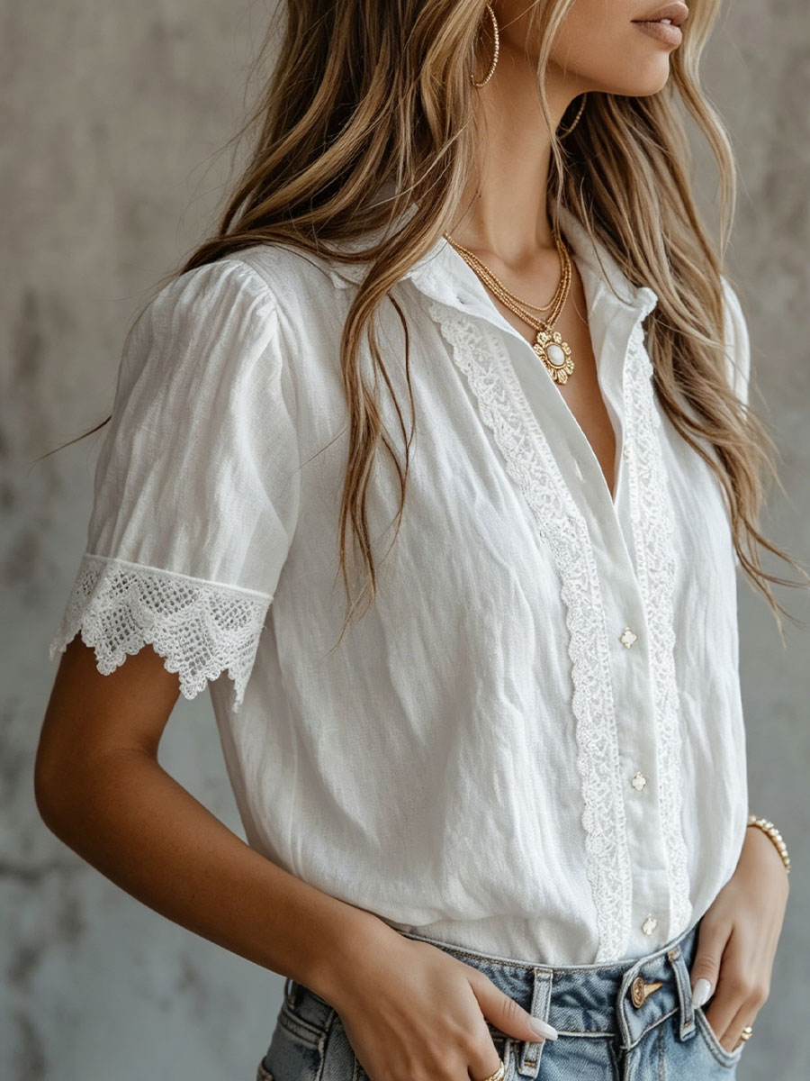 Women's Paneled Lightweight Short-sleeve Top — An Elegant Blouse