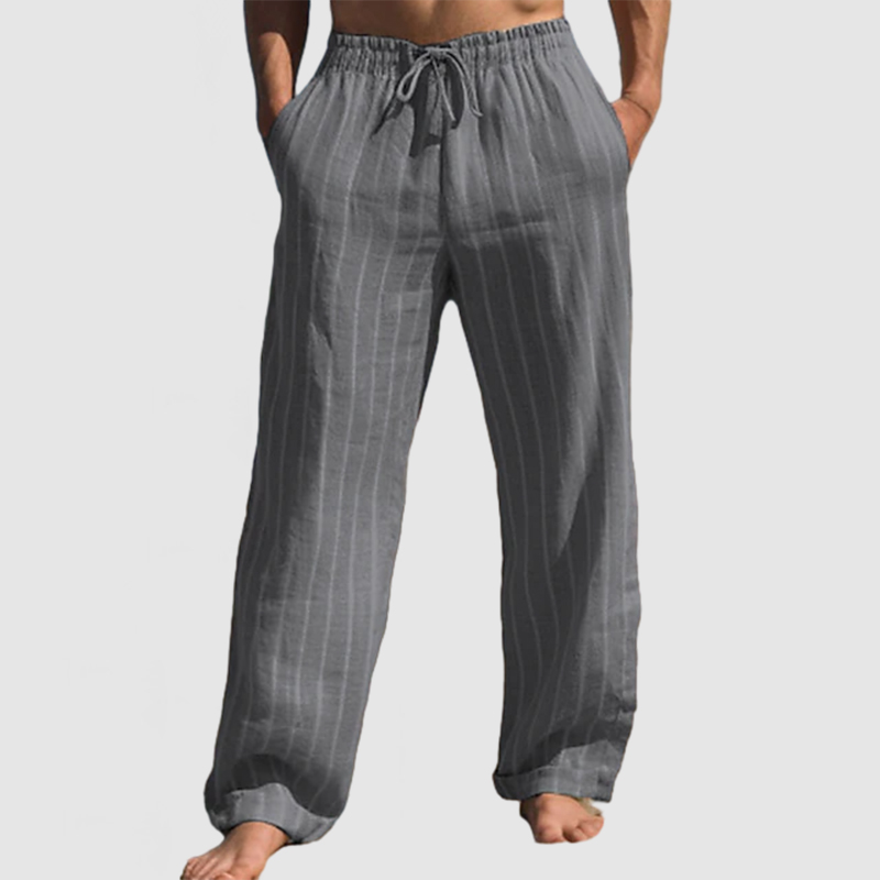 Men's Summer Vacation Striped Cotton Linen Beach Trousers-Comfort & Reliable