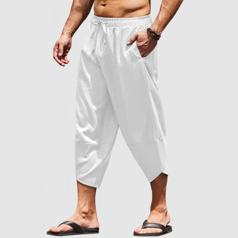 Men's Vacation Style 7-Point Cotton Linen Beach Pants-Comfort & Reliable