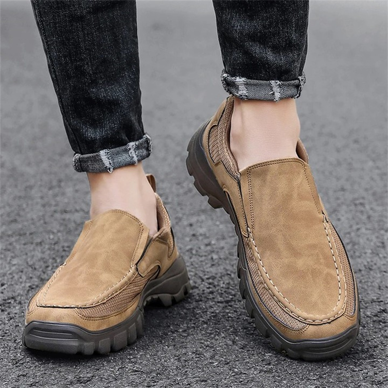 (Medical Certification) Men's Orthopedic Genuine Leather Shoes for Diabetics, Arch Support Hiking Shoes for Plantar Fasciitis-Comfort & Reliable