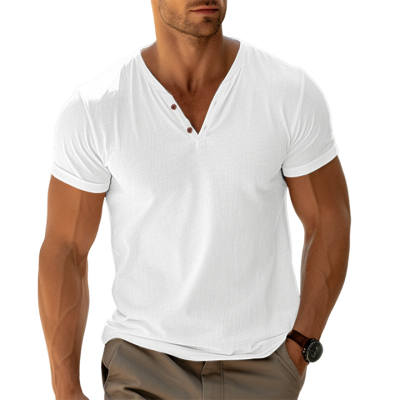 Mens Summer Casual Beach Solid Color T Shirt-Comfort & Reliable