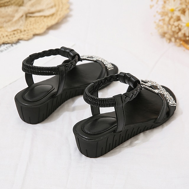 Women's Rhinestone Wedge Sandals-Comfort & Reliable