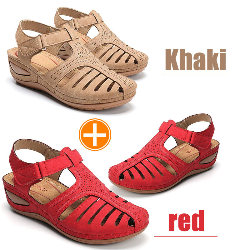 Women Hollow Out Breathable Wedges Thick Sole Buckle Sandals-Comfort & Reliable