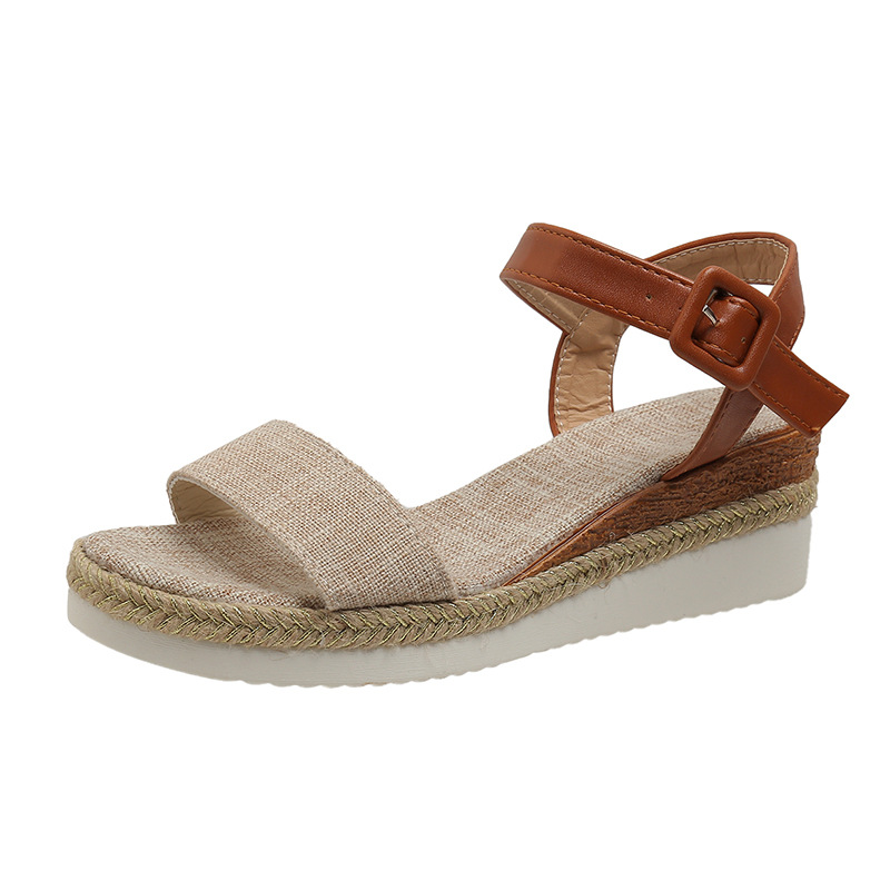 2025 Womens Vintage Buckle Ankle Strap Wedge Casual Sandals-Comfort & Reliable