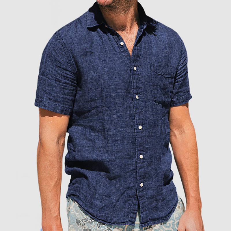 Gentleman's Vacation Soft Two-tone Cotton Linen Shirt-Comfort & Reliable