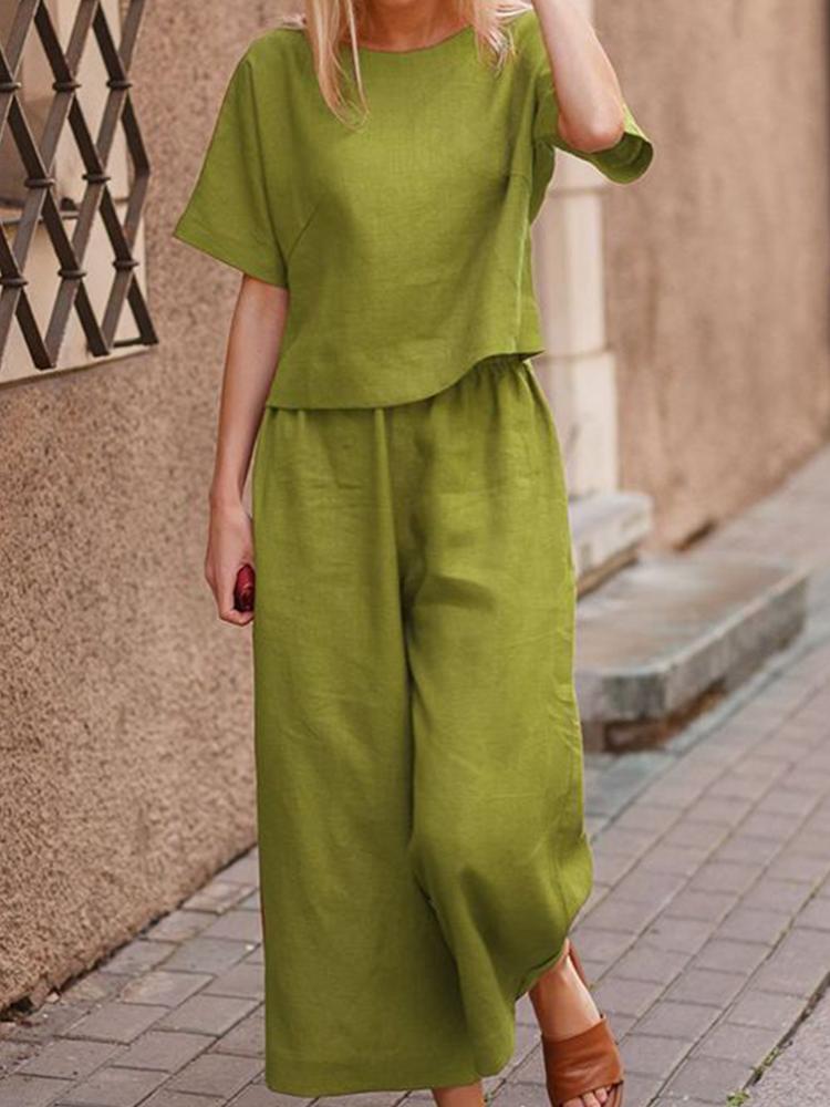Casual and Loose Solid Color Set of Two Pieces-Comfort & Reliable