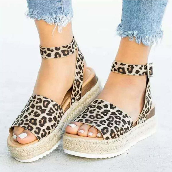 2025 Womens Buckle Ankle Strap Flatform Wedge Casual Sandals-Comfort & Reliable