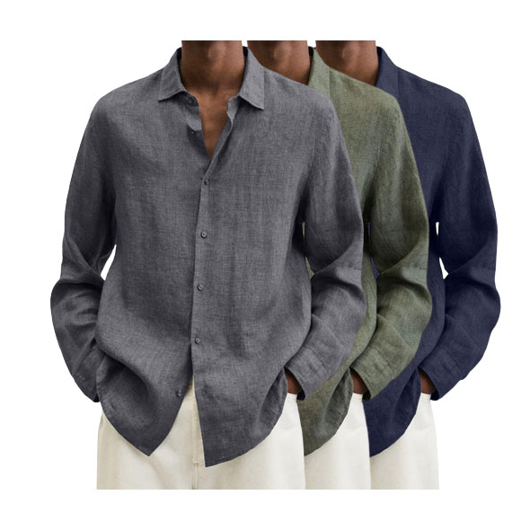 Men's Linen Long Sleeve Shirt-Comfort & Reliable