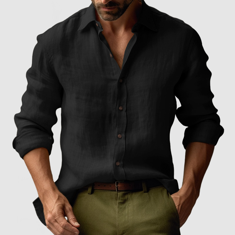 Men's Vintage Cotton Linen Long Sleeve Shirt-Comfort & Reliable