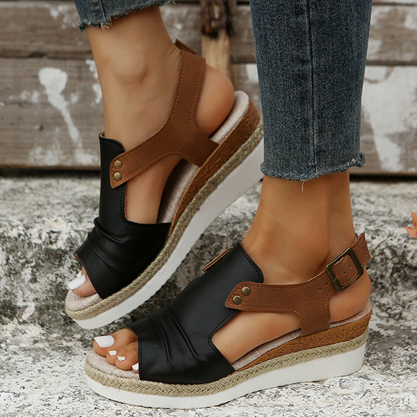 LAST DAY 50% OFF-2025 Womens Open Toe Ankle Strap Platform Orthopedic Wedge Sandals-Comfort & Reliable