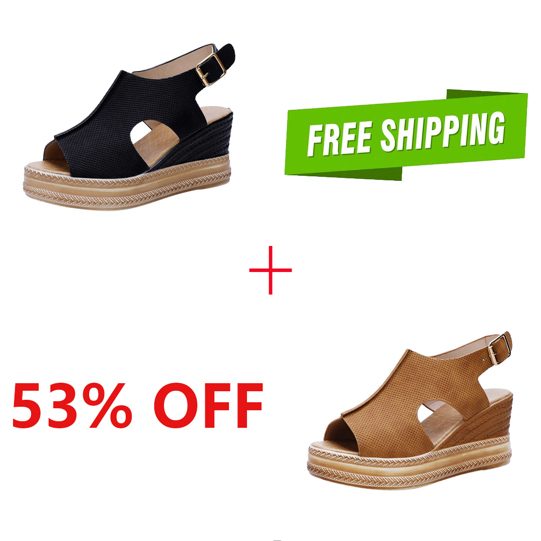 2025 Womens Platform Open Toe Buckle Ankle Strap Wedge Casual Sandals-Comfort & Reliable
