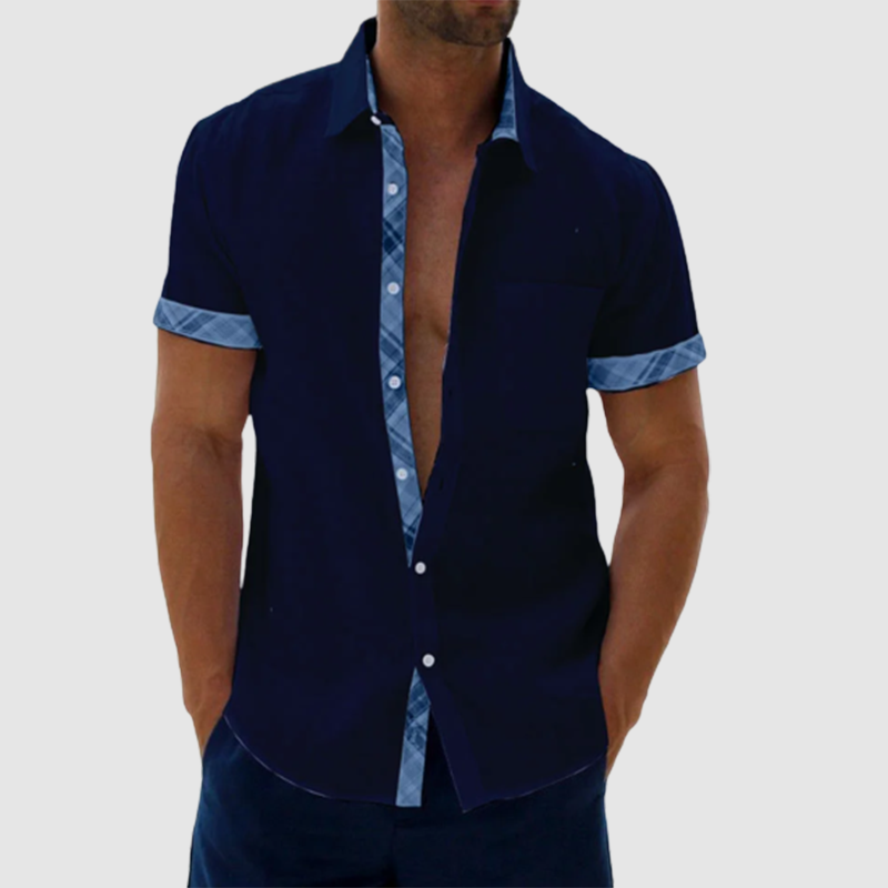 Men's Casual Plaid Collar Button Summer Linen Shirt-Comfort & Reliable