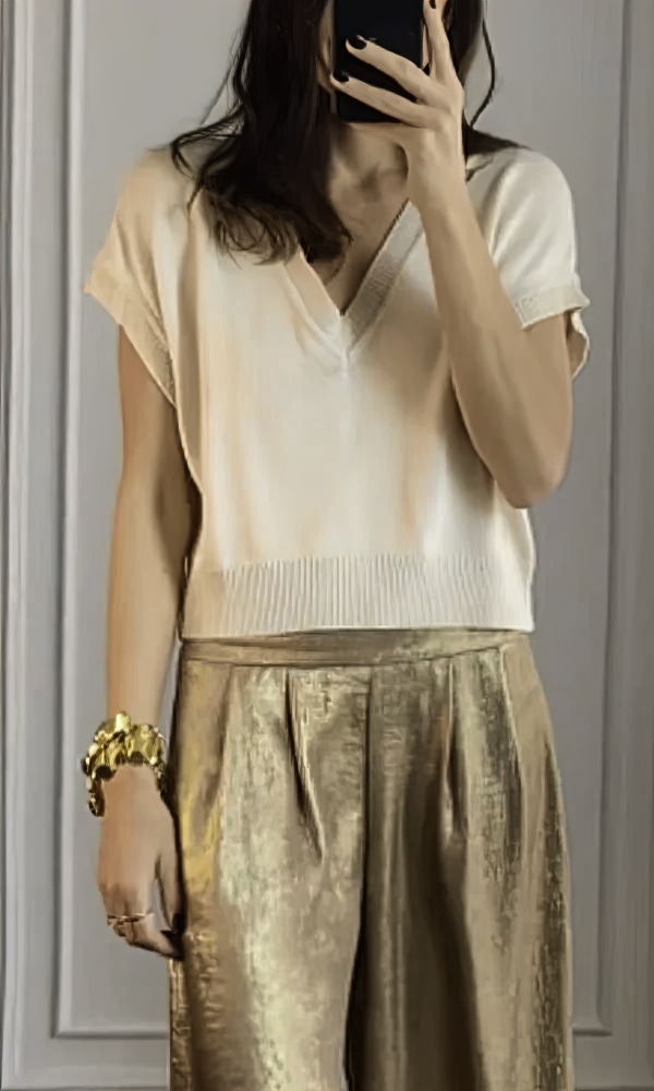 Women's Smooth Satin Half-sleeved Top and Pant Suit Two-piece-Comfort & Reliable