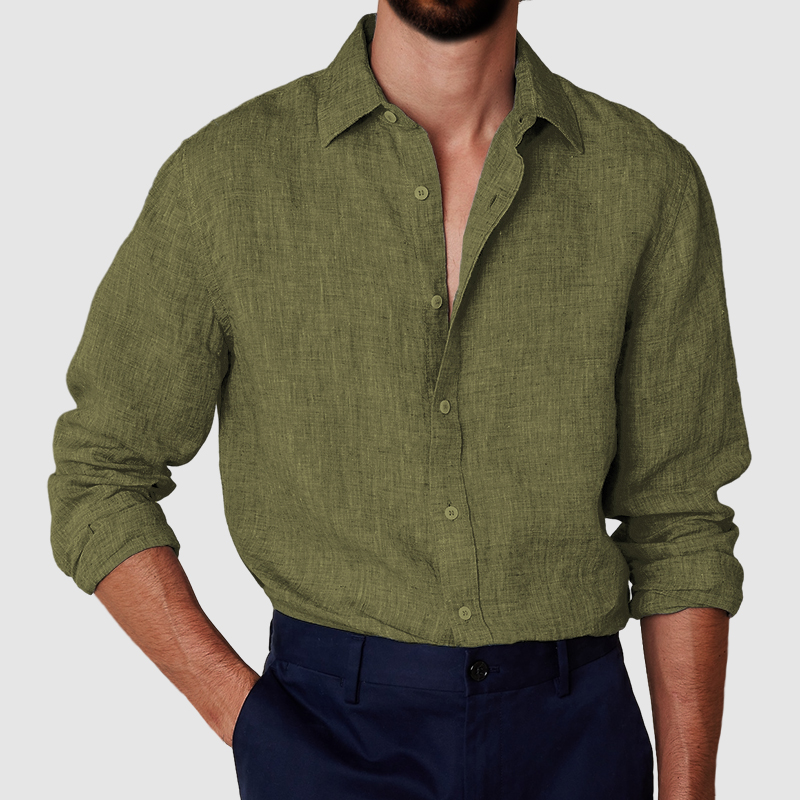 Men's cotton and linen anti-wrinkle shirt-Comfort & Reliable