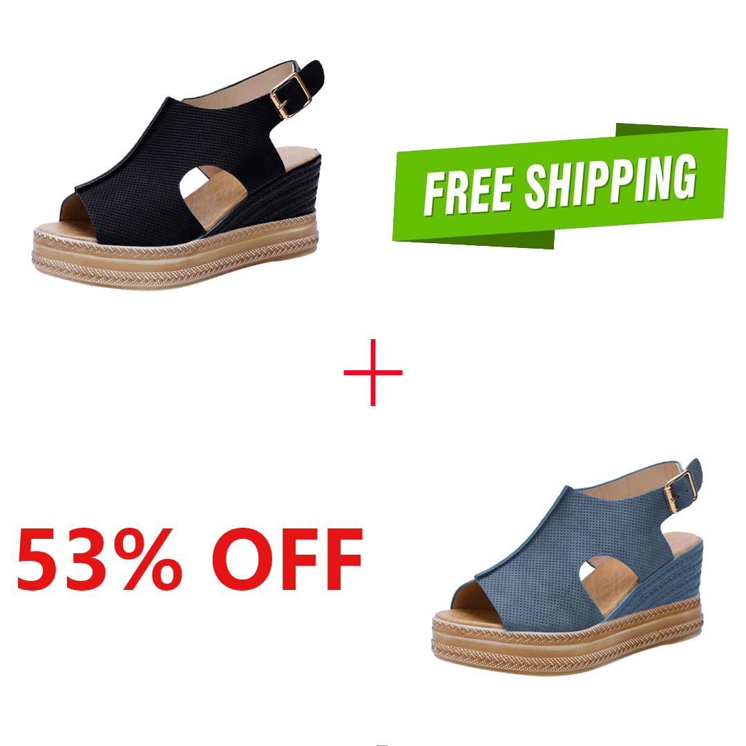 2025 Womens Platform Open Toe Buckle Ankle Strap Wedge Casual Sandals-Comfort & Reliable