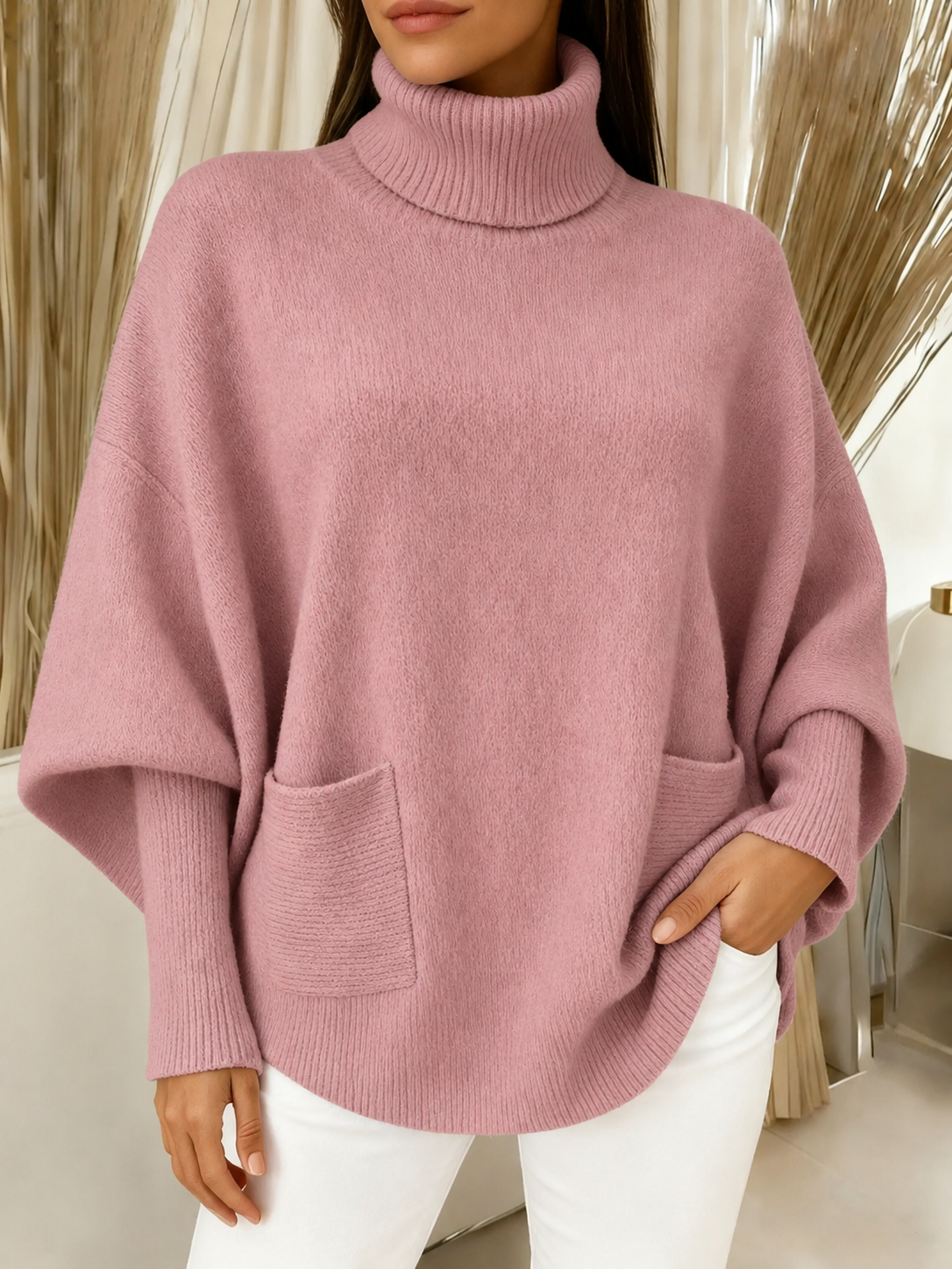 🎄 New Arrivals🔥Women's Fashionable Casual Solid-Color High-Neck Sweater