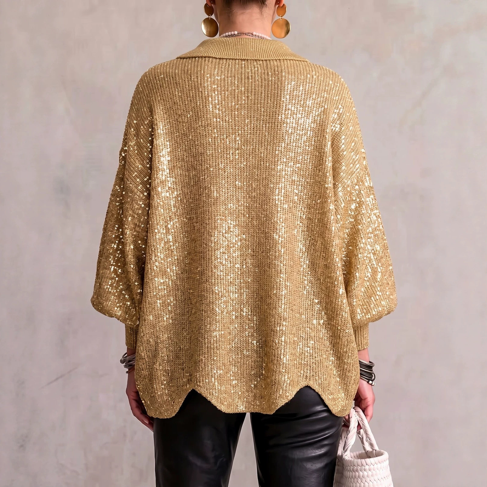 New Arrival🔥 Oversized Collared Knit Cardigan With Large Metal Buttons