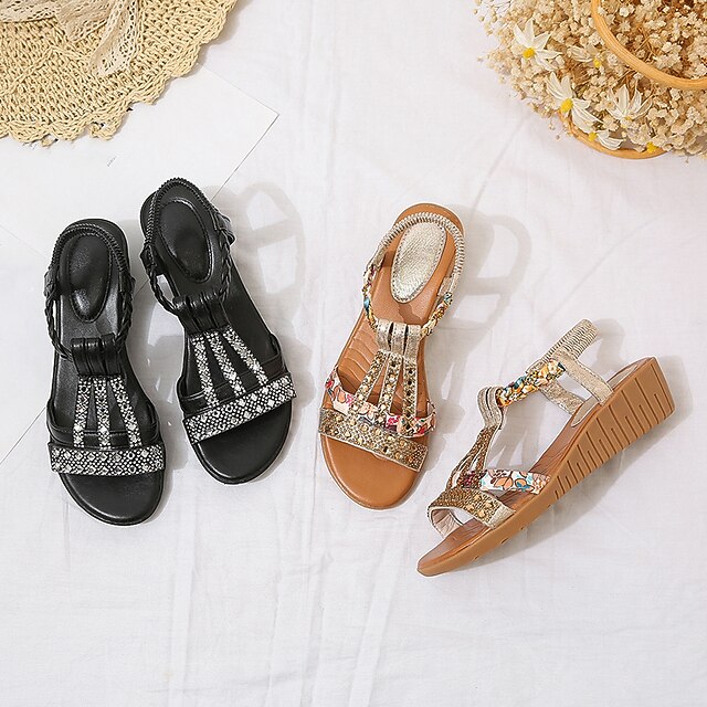 Women's Rhinestone Wedge Sandals-Comfort & Reliable