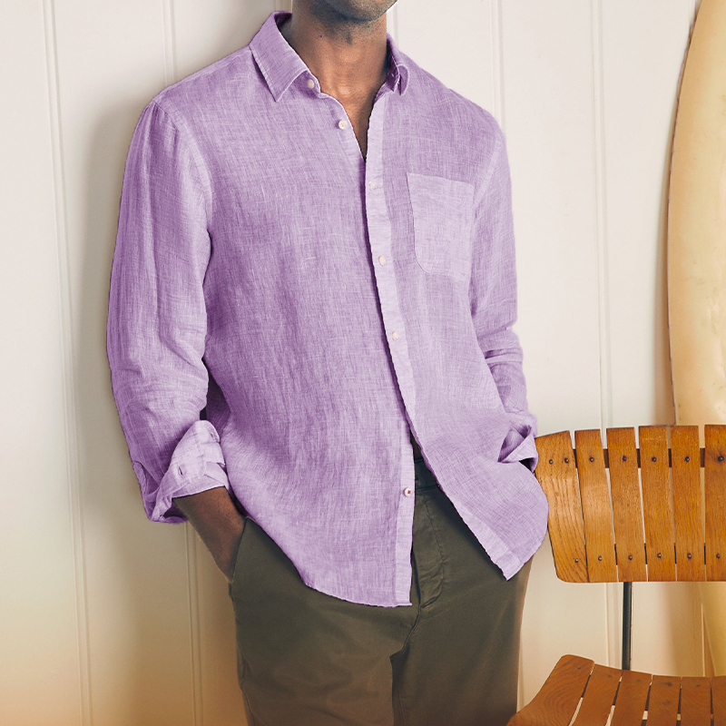 Gentleman's Casual Basic Cotton Linen Shirt-Comfort & Reliable