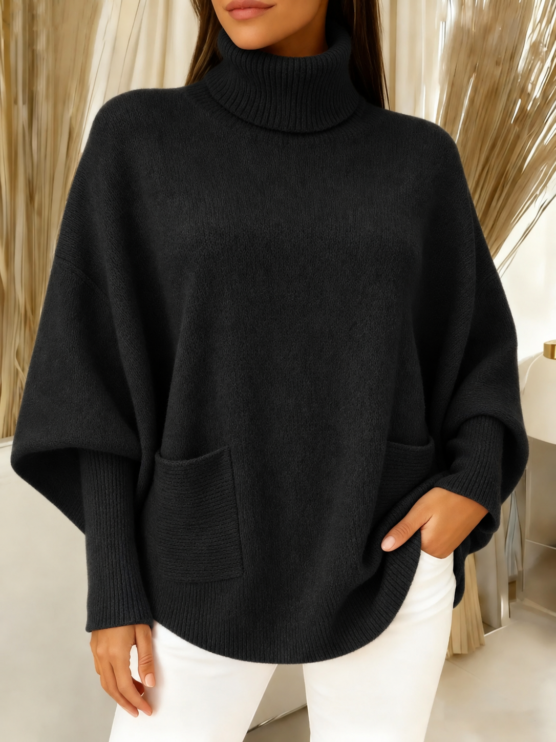 🎄 New Arrivals🔥Women's Fashionable Casual Solid-Color High-Neck Sweater