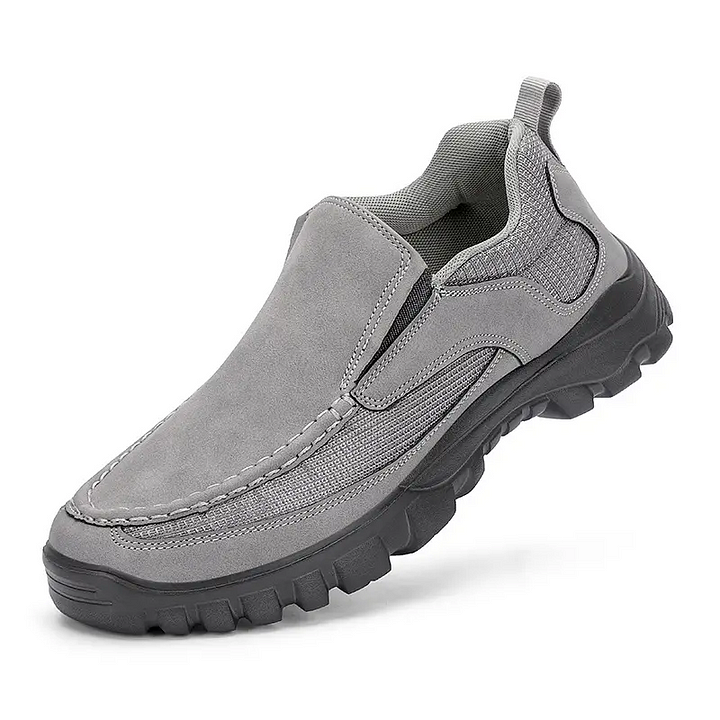 (Medical Certification) Men's Orthopedic Genuine Leather Shoes for Diabetics, Arch Support Hiking Shoes for Plantar Fasciitis-Comfort & Reliable