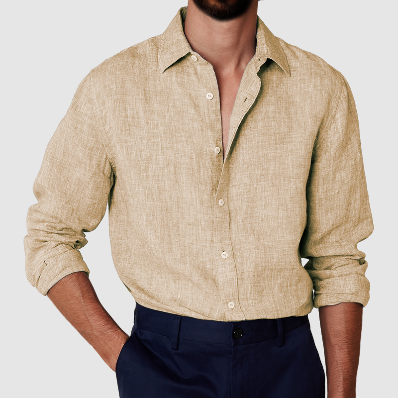 Men's cotton and linen anti-wrinkle shirt-Comfort & Reliable