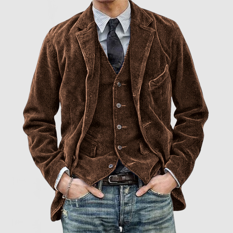Men's Vintage Corduroy Lapel Jacket-Comfort & Reliable