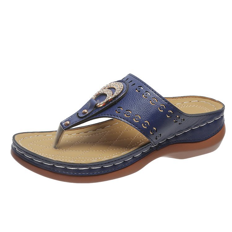 2025 Slope Heel Metal Comfort Flip Flops Orthopedic Foot Support Sanda-Comfort & Reliable