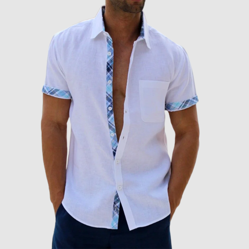 Men's Casual Plaid Collar Button Summer Linen Shirt-Comfort & Reliable