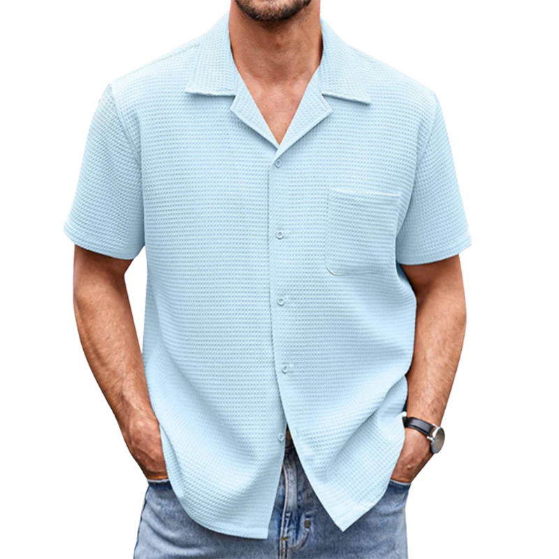Men's Cotton Linen Casual Button Down Short Sleeve Shirt-Comfort & Reliable