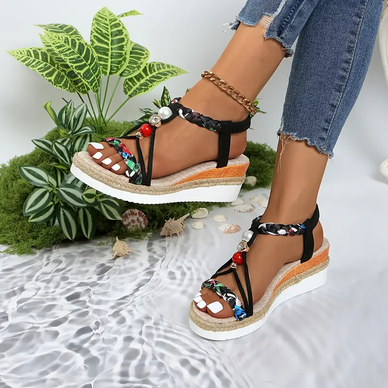Bohemian Wedge Heeled Women's Sandals-Comfort & Reliable