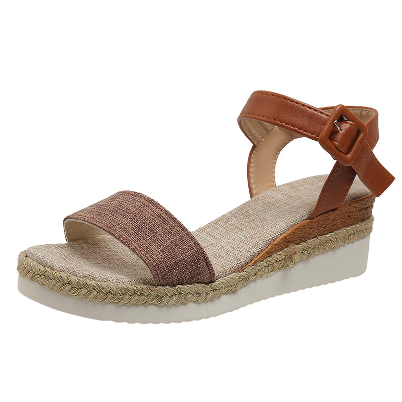 2025 Womens Vintage Buckle Ankle Strap Wedge Casual Sandals-Comfort & Reliable