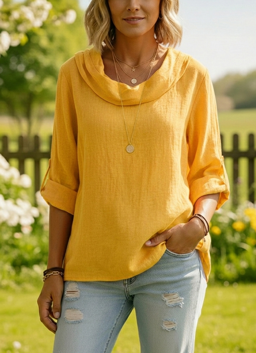 New Arrivals🔥 Linen Cotton Stacked Collar Top