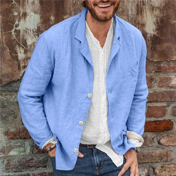 Men's cotton and linen suit jacket casual loose suit jacket-Comfort & Reliable